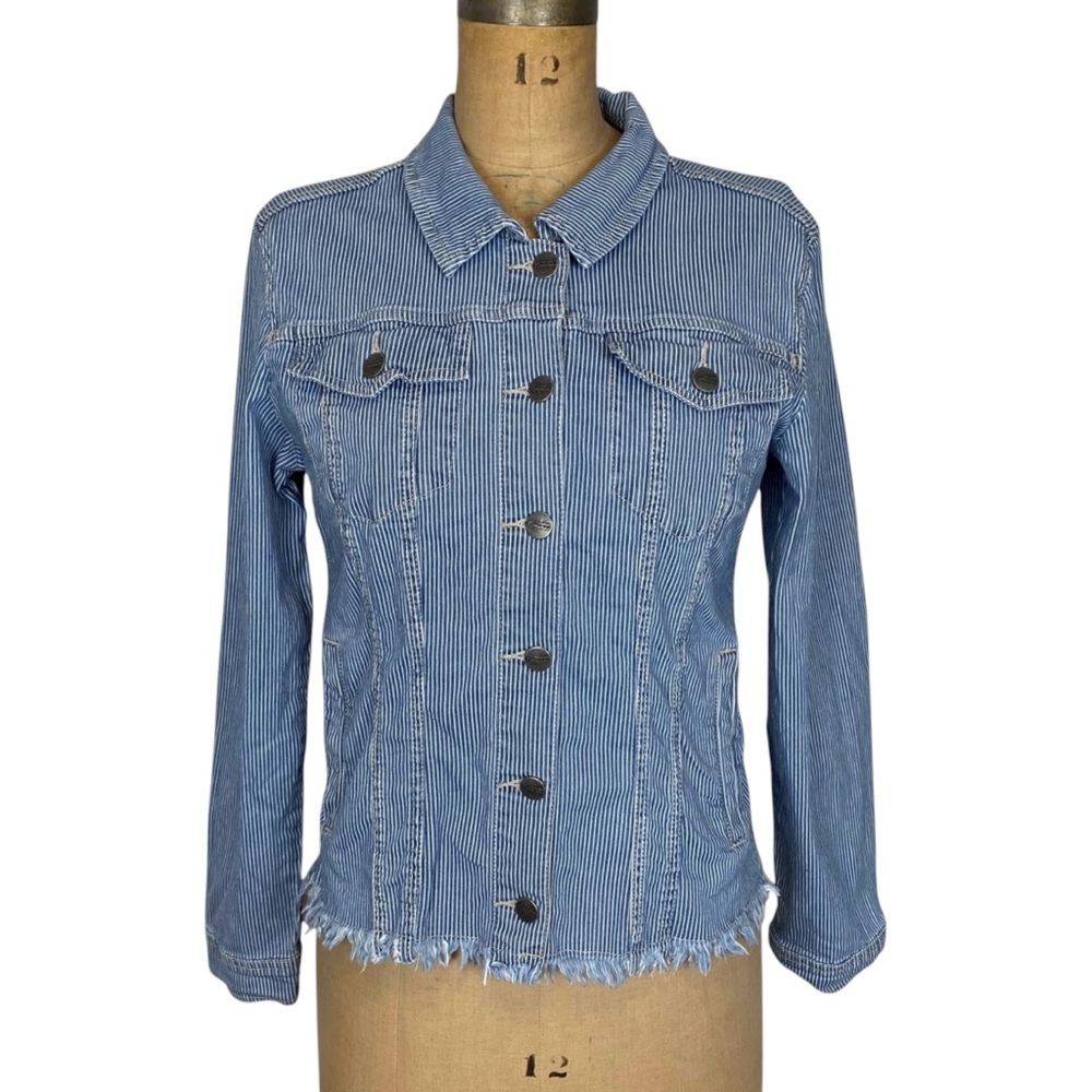 Nanette Nanette Lepore Striped Denim Jacket Size M